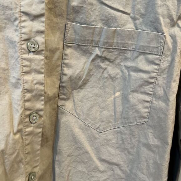 Ava & Viv Oversized Sage Green Stretch Cotton Button Down Shirt - Picture 3 of 8